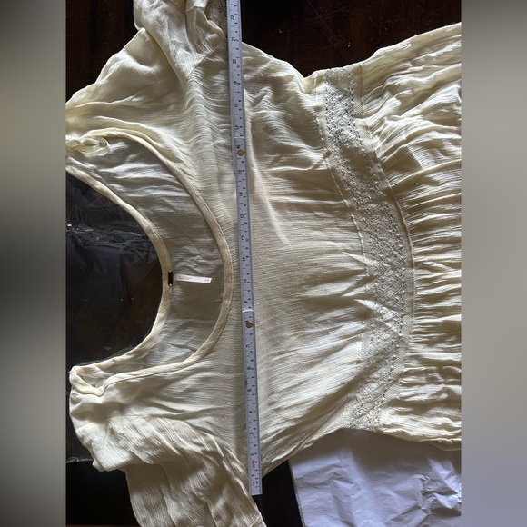 Free People Ivory Lace Tiered Bell Sleeve Mini Dress Boho Festival‎ Size L - Picture 8 of 8